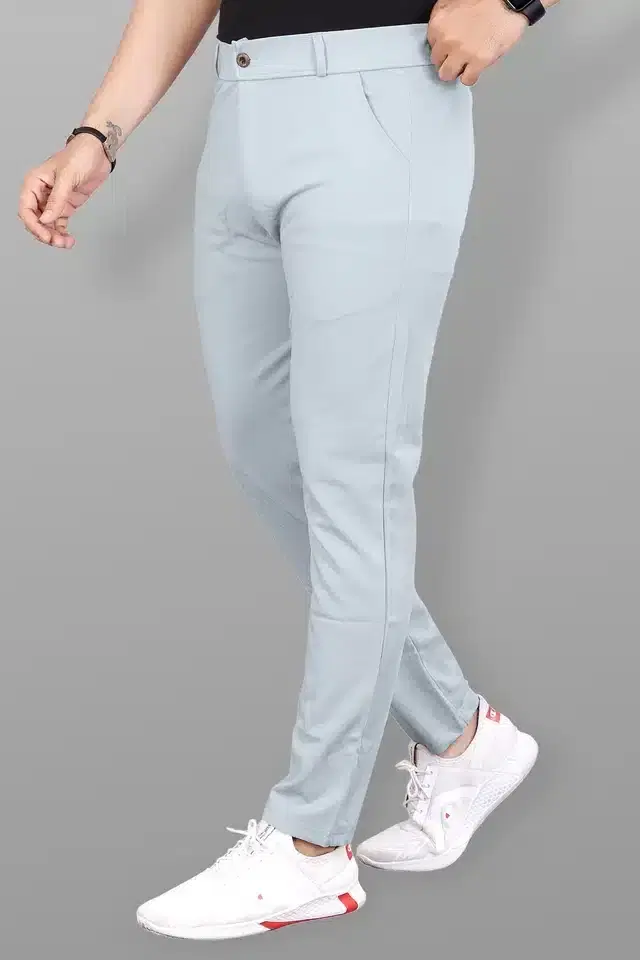 Lycra Blend Trouser for Men (Light Grey, 28)