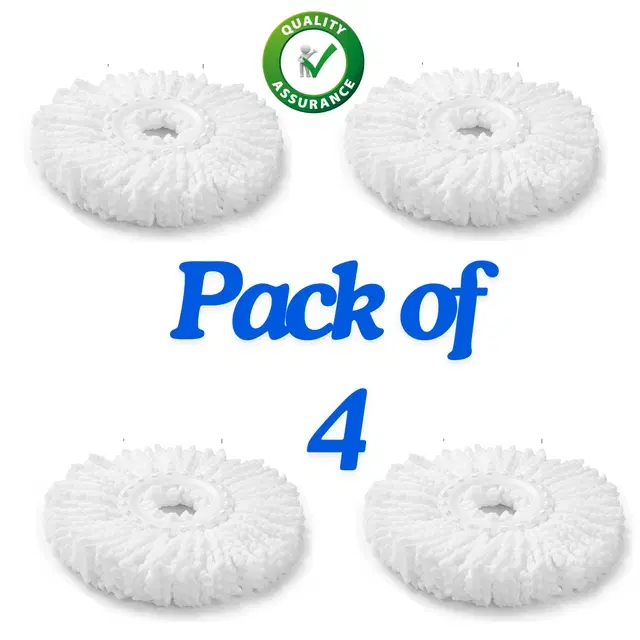 Fabric Spin Mop Refill, White, Pack of 4