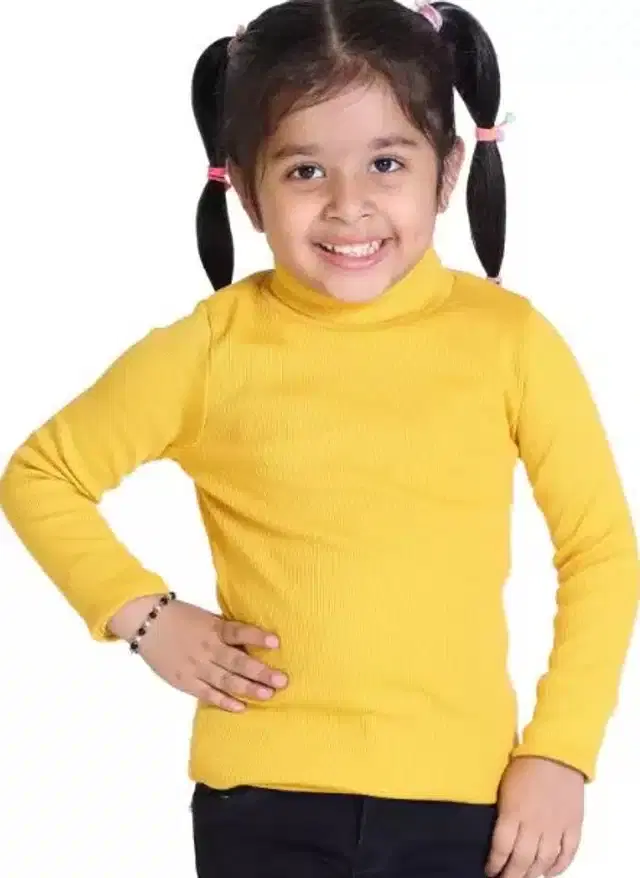 Woolen High Neck Sweater for Kids (Yellow, 6-12 Months)