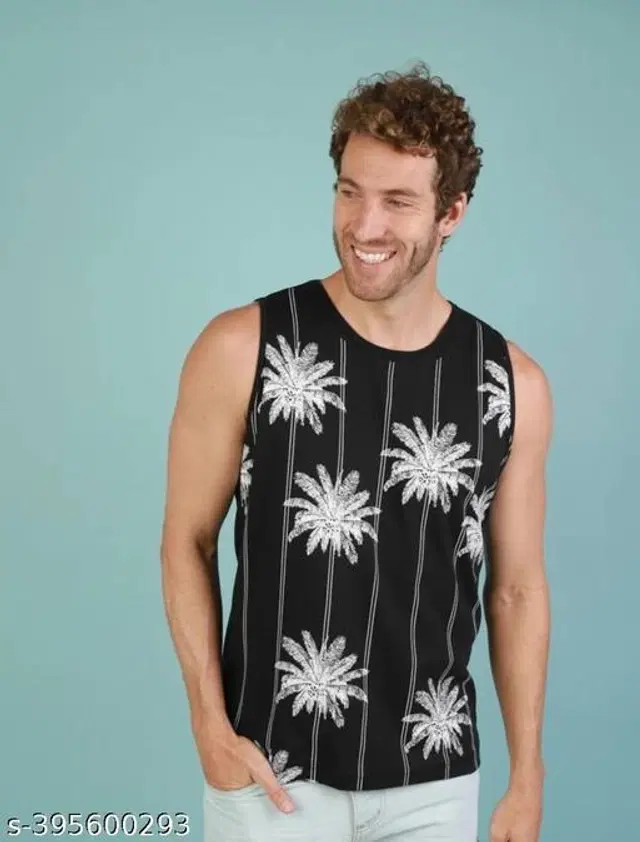 Cotton Vests for Men (Black, 95 cm)