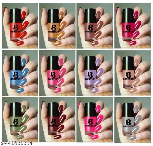 Banetion Matte Nail Polish, Multicolor, Pack of 12