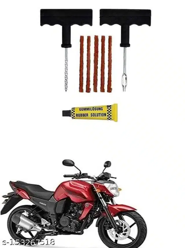 Tubeless Tyre Puncture Repair Kit for Yamaha FZ16, Multicolor, Set of 8