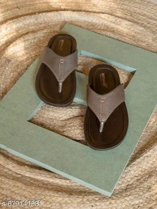 Aerowalk PU Sliders for Men (Brown, 8)