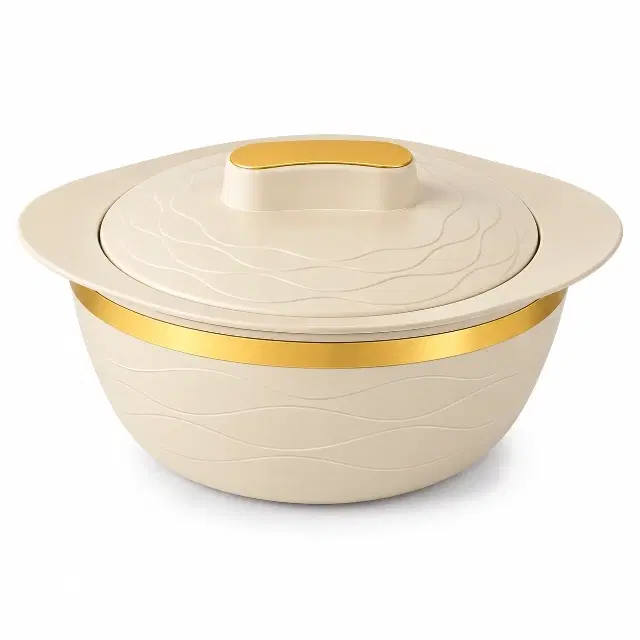 Cello Gold Crust, 1500 ml, Cream | Insulated Casserole | Keeps Food Hot & Fresh | Sturdy Locking Lid