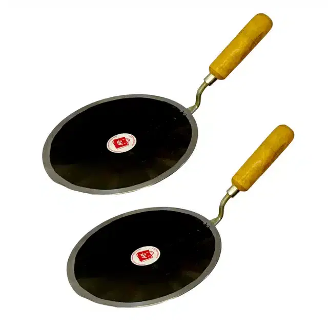 Iron Tawa, Pack of 2, 23 cm, Black