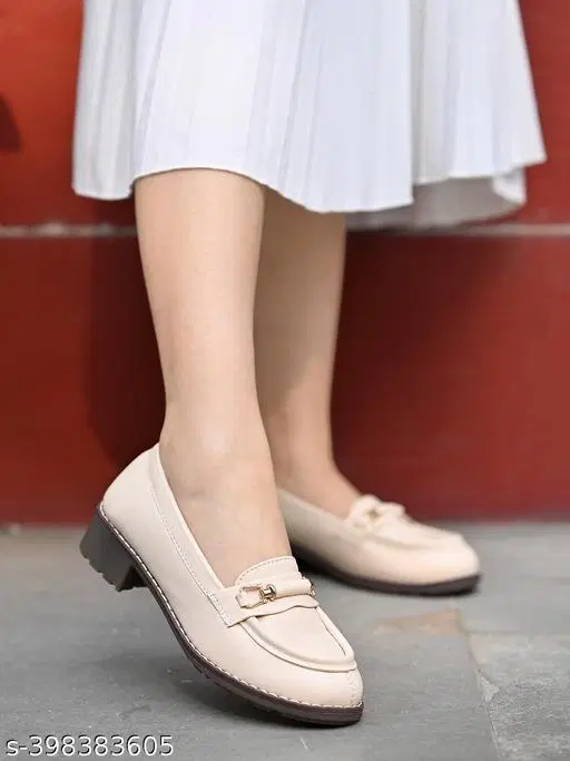 Solid Loafers for Women (Cream, IND-3)