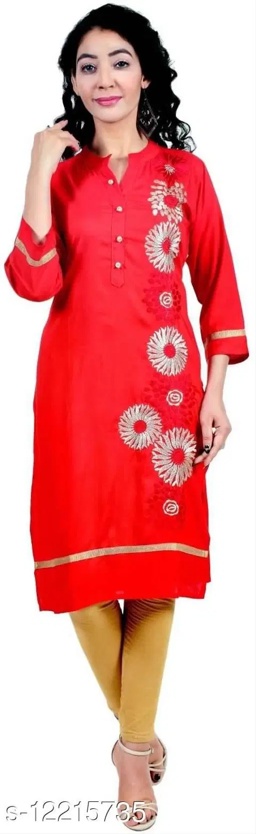 Rayon Kurta & Payjama Set For Women, Orange (S)