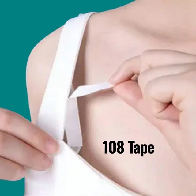 Acrylic Film Clothing 108 Double Sided Tape Strips, Transparent, Set of 1