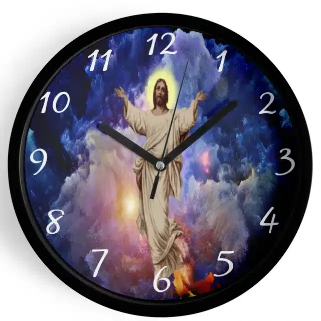 Plastic Jesus Printed Wall Clock, Multicolor, 10x10 Inches