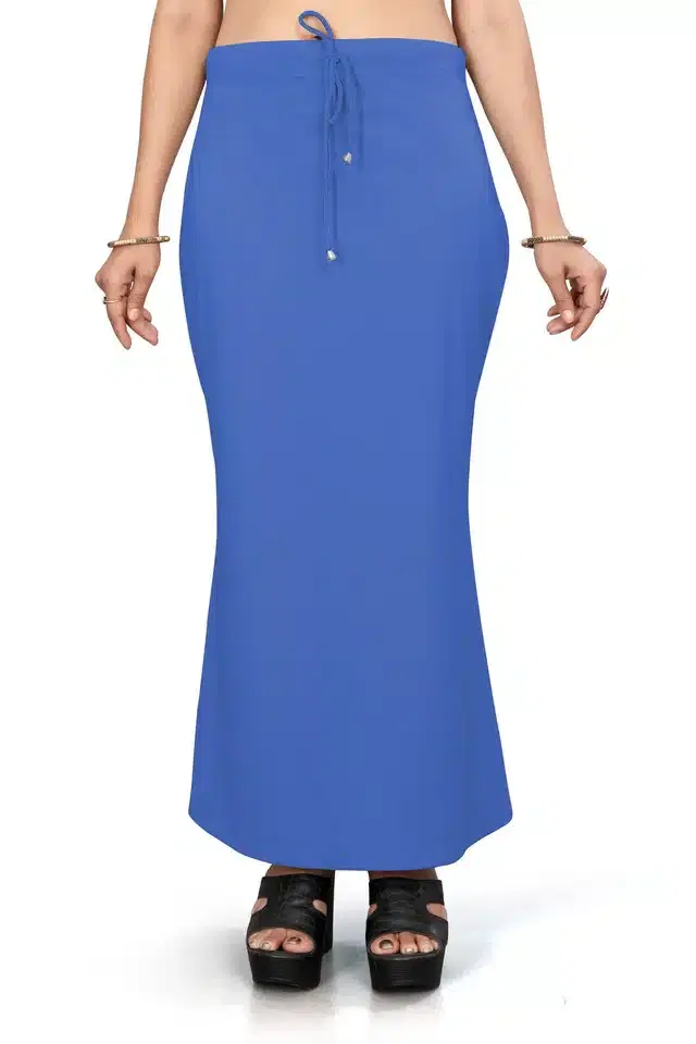 Lycra Solid Saree Petticoat for Women (Royal Blue, L)