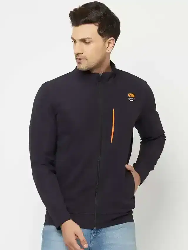 Glito Solid Full Sleeve Jacket For Mens (Navy Blue, S) (Gj-14)