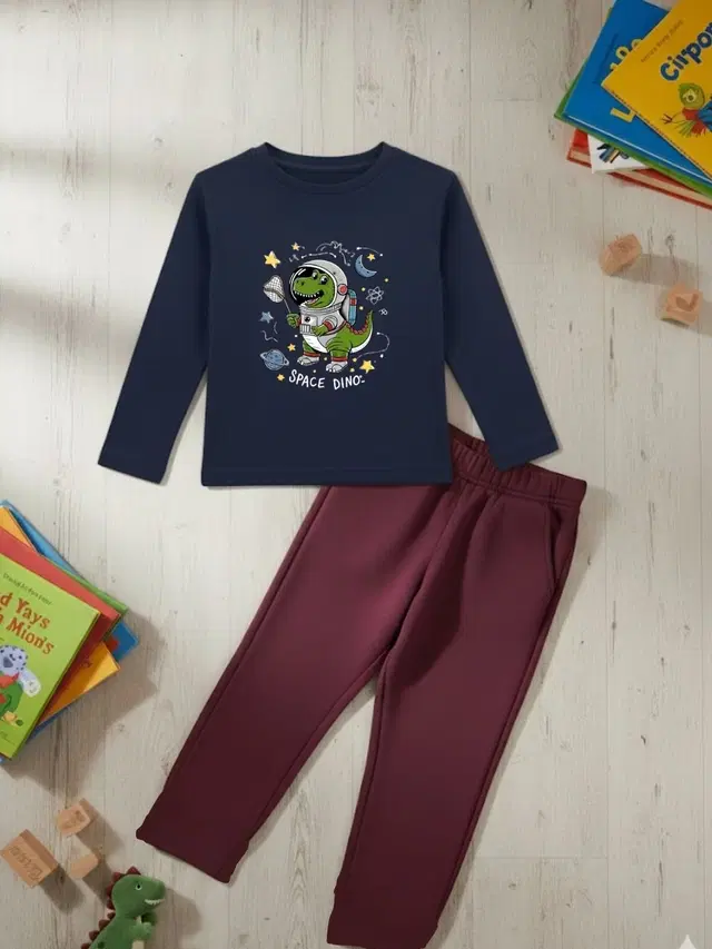 Cotton Solid Clothing Set For Boys, Multicolour (6-7 Years)