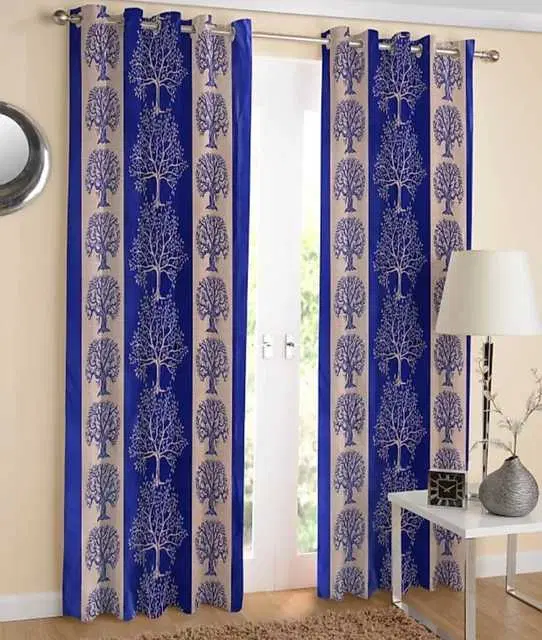 WI Latest Design Beautiful Curtains, Set of 2, Blue, 7Ft X 4Ft, W-20