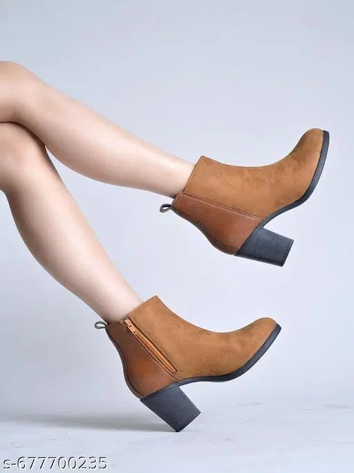 Shoetopia Suede Heeled Boots Beige (IND-6)