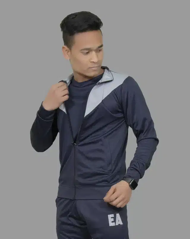 Men's Full Sleeves Jacket (Blue, L)
