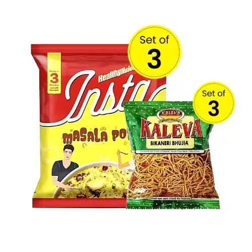Insta Ahaar Masala Poha 60 g (Pack of 3) + Free Kaleva Bikaneri Bhujia 8 g
