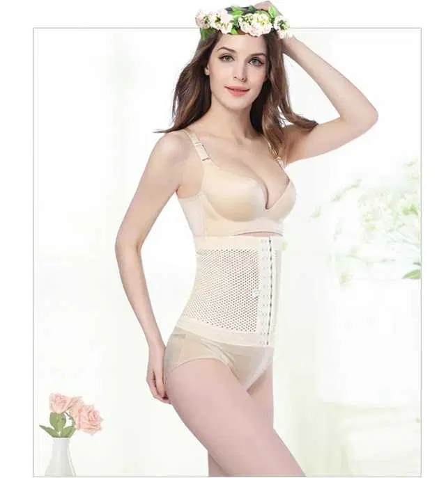 Air Breath Tummy Grip Belt Waist Trainer Trimmer and Slimming Corset 3 Hooks Girdle with Wire Support (S3)