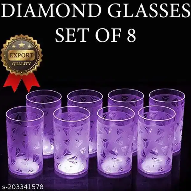 Plastic Drinking Glass, Assorted, 300 ml, Pack of 8