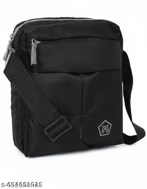 Polyester Cross Body Bag for Men, Black