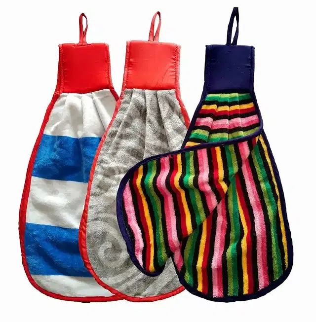 Cotton Hanging Hand Towel, Multicolor, Pack of 3