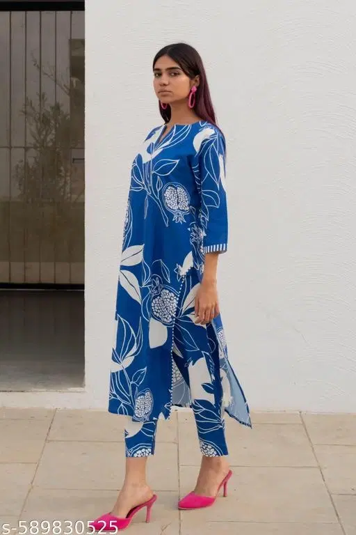 Kurta Set for Women (Blue, XL)