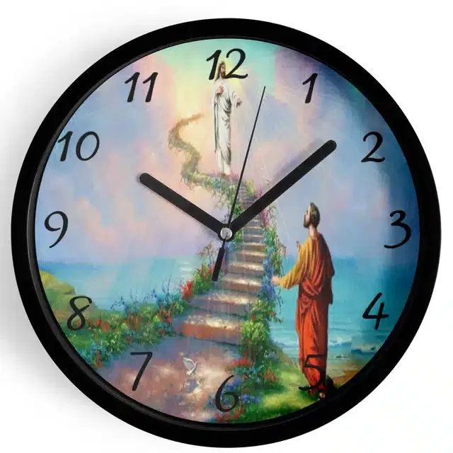 Plastic Jesus Printed Wall Clock, Multicolor, 10x10 Inches