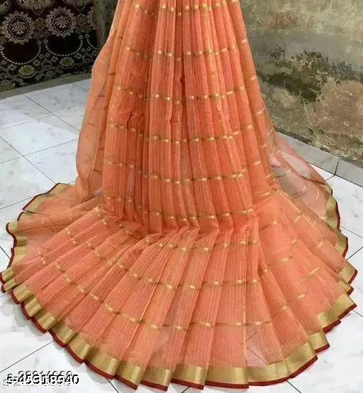 Cotton Silk Saree for Women (Peach)