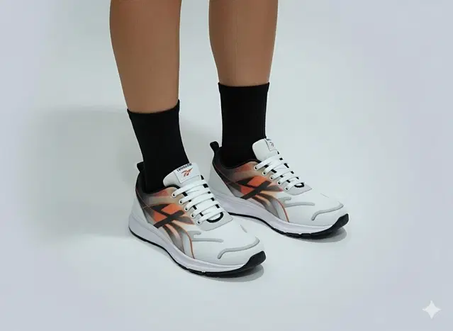 Men's Running Shoes in White, Orange & Grey Pattren (8)