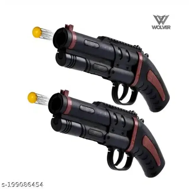 2 Pcs Mini Enfield Gun with 25 Pcs Bullets, Black, Set of 2
