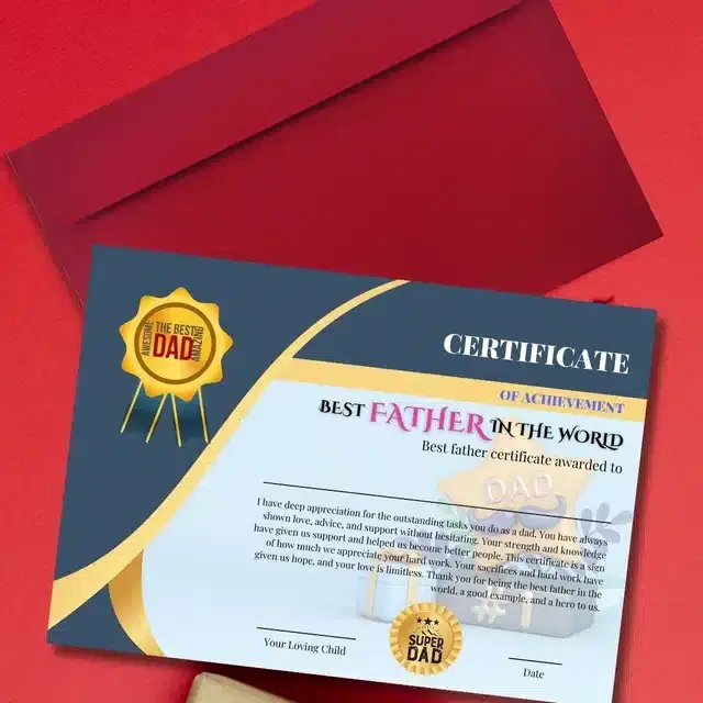 Best Father Certificate, Multicolor
