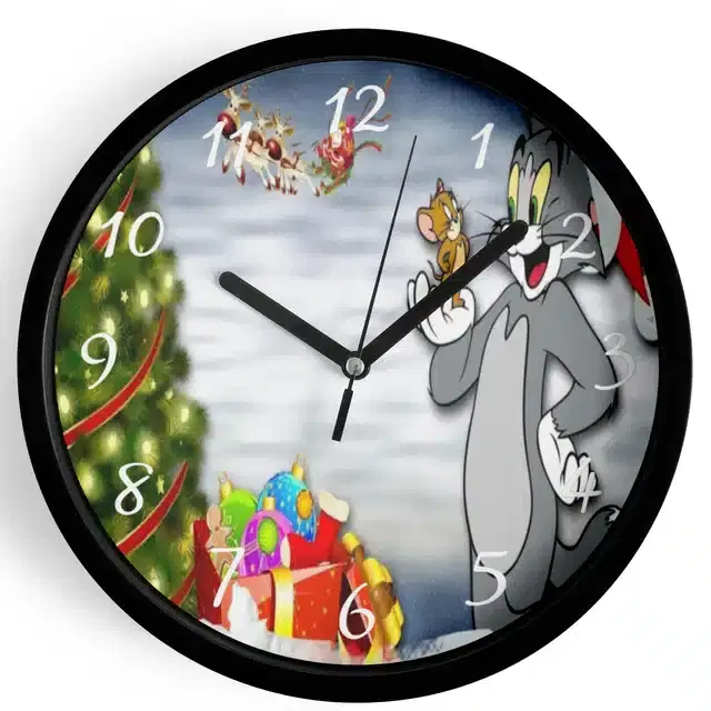 Analog Tom & Jerry Wall Clock for Home, Black, 7 Inches