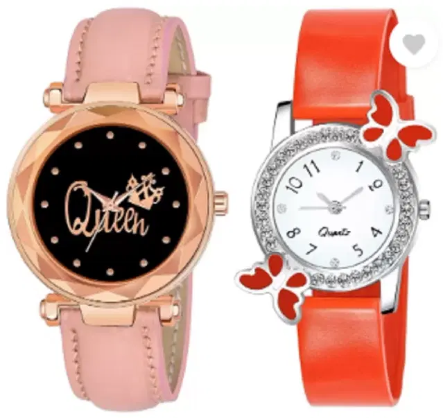 Analog Watch for Women & Girls, Pack of 2 (Multicolor)