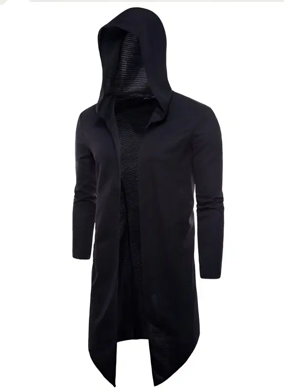 Cotton Blend Hooded Shrug for Men (Black, M)