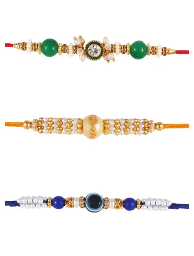 Designer Rakhi for Rakshabandhan, Multicolor, Pack of 3