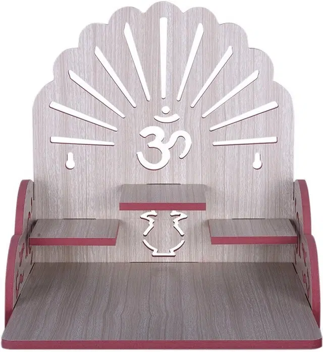 Akarts Om Beautiful Wooden Puja Temple Wall Hanging and Table Top Mandir