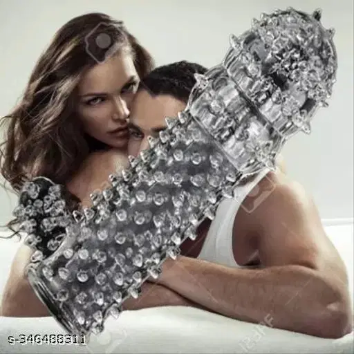 A R Silicone Crystal Dotted Condom for Men, Transparent