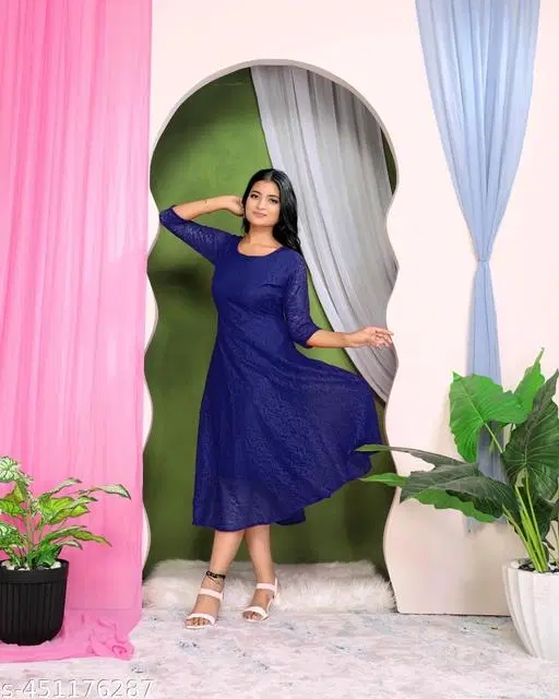 Net Gowns for Women,  Blue  (S)