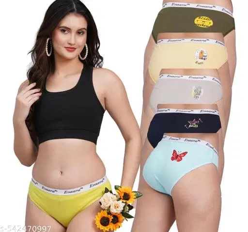 6 Pcs 100% Cotton Briefs for Women (Green, 28)