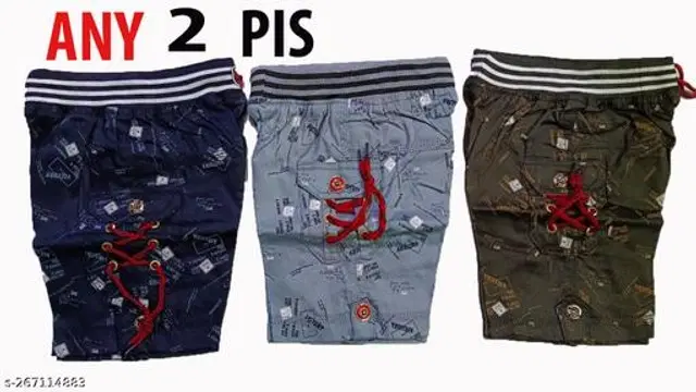 Cotton Capris for Boys, Pack of 2 (Multicolor, 4-5 Years)