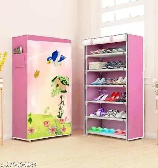 Metal 6 Layer Collapsible Multipurpose Rack, Pink