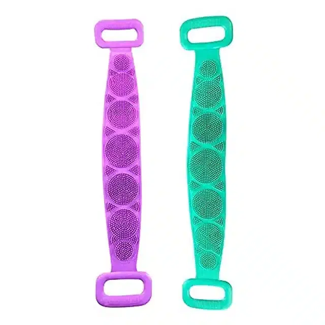 Silicone Bath Scrubbing Belt, Pack of 2, Multicolor