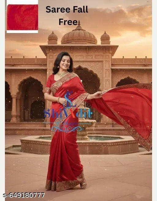 Chinnon Saree for Women, Red (5.5 M)