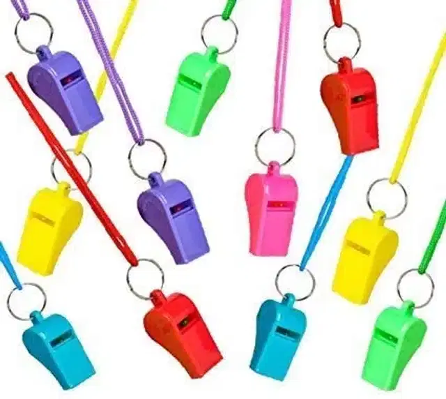 Nylon Threaded Whistles for Kids, Pack of 12, Multicolor