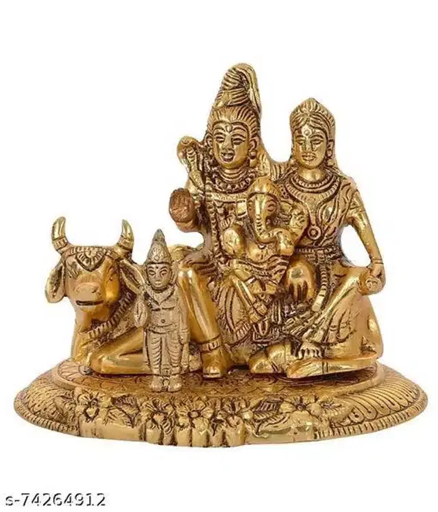Shiva Parvati Idol with Nandi Statue, Gold