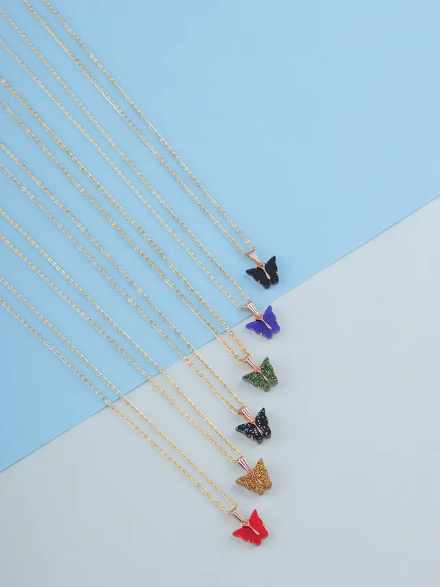 Gold Plated Chain & Pendant for Women & Girls, Pack of 6 (Multicolor)