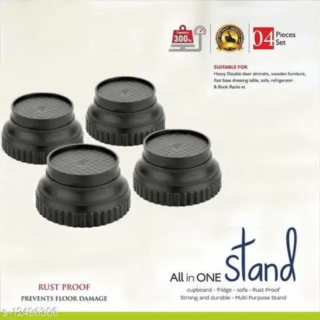 Washing Machine Stand, Black, Pack of 4