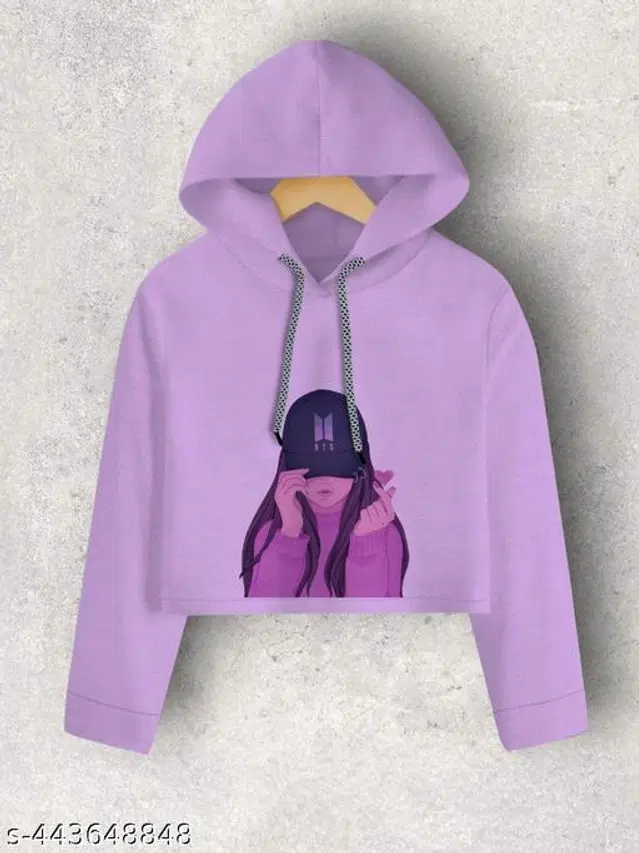 Cotton Blend Hoodie for Girls (Purple, 3-4 Years)