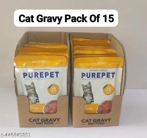 Purepet Real Tuna & Chicken Liver in Gravy Cat Wet Food 50gm (pack of 15)