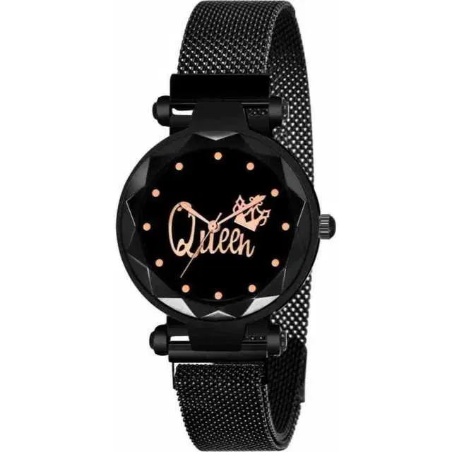 Casual Metal Analog Watch For Women (Black) (MP-675)
