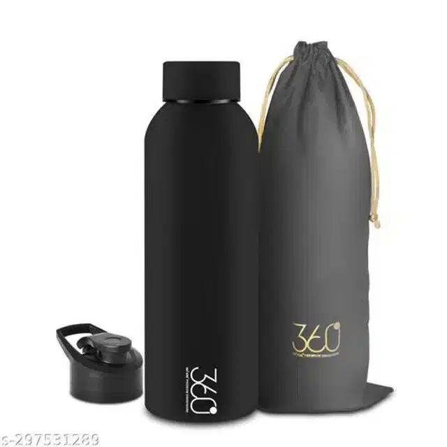 Stainless Steel Water Bottle, Black, 1000 ml